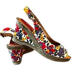 NWOT Patrizia By Spring Step Candace Bloom Slingback Sandals Womens 36 Wedge